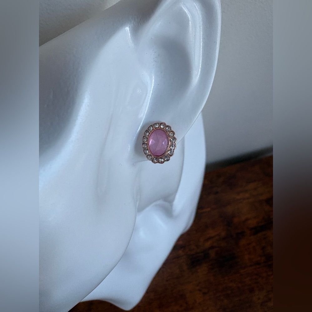 Delicate Pink Rhinestone Stud Earrings NWT